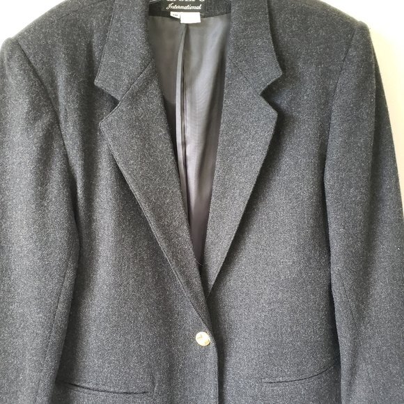 Adolfo International Blazer Black 100% Wool Classic Lined Gold-toned Button sz10 - Picture 4 of 10